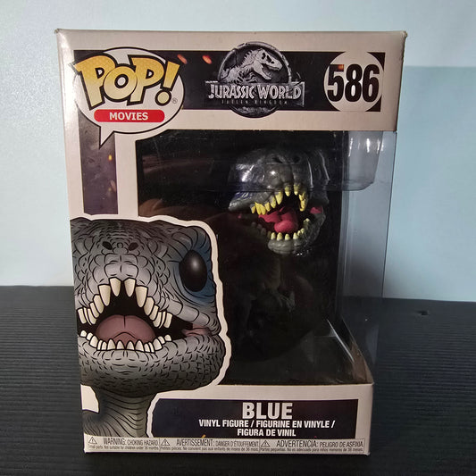 Funko Pop! Movies figure of Blue, the Velociraptor from the film Jurassic World: Fallen Kingdom.