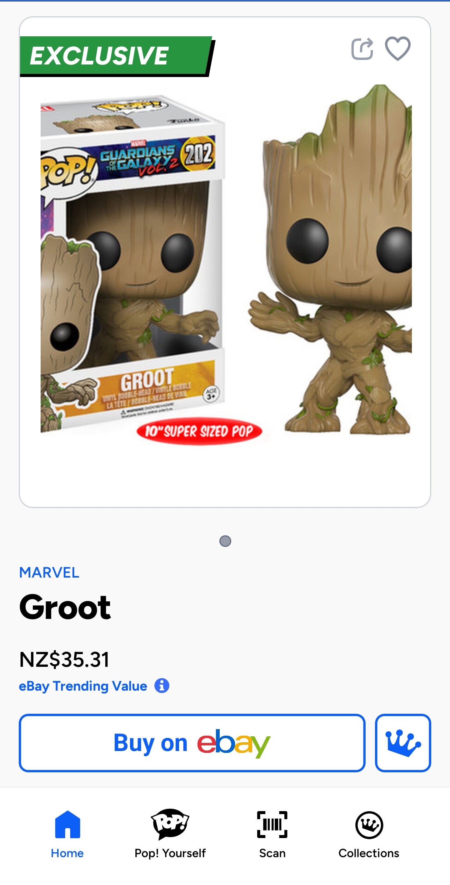 Funko Pop! vinyl bobble-head figure of Groot from Marvel's Guardians of the Galaxy Vol. 2.