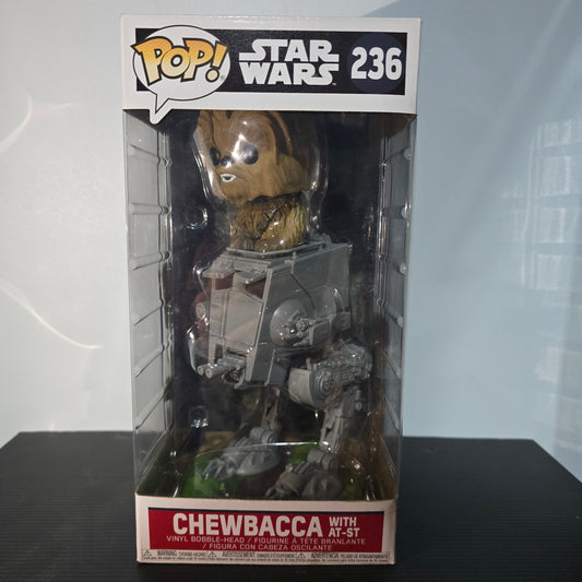 Funko Pop! Deluxe: Star Wars - Chewbacca in AT-ST Collectible Toy, specifically numbered #236 in the Star Wars line.