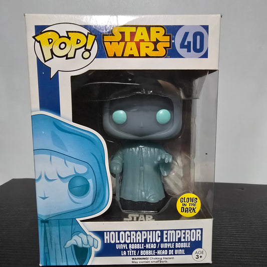 Funko Pop! Star Wars Holographic Emperor Palpatine Glow in the Dark (GITD) #40 vinyl figure.