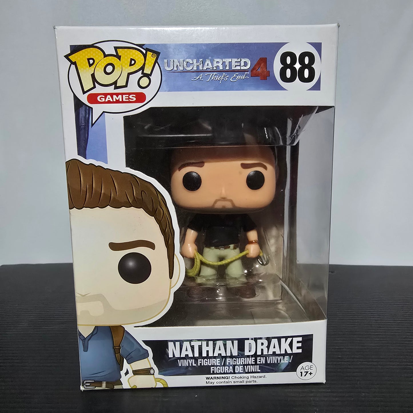 Funko Pop! Games vinyl figure of Nathan Drake from Uncharted 4: A Thief's End.