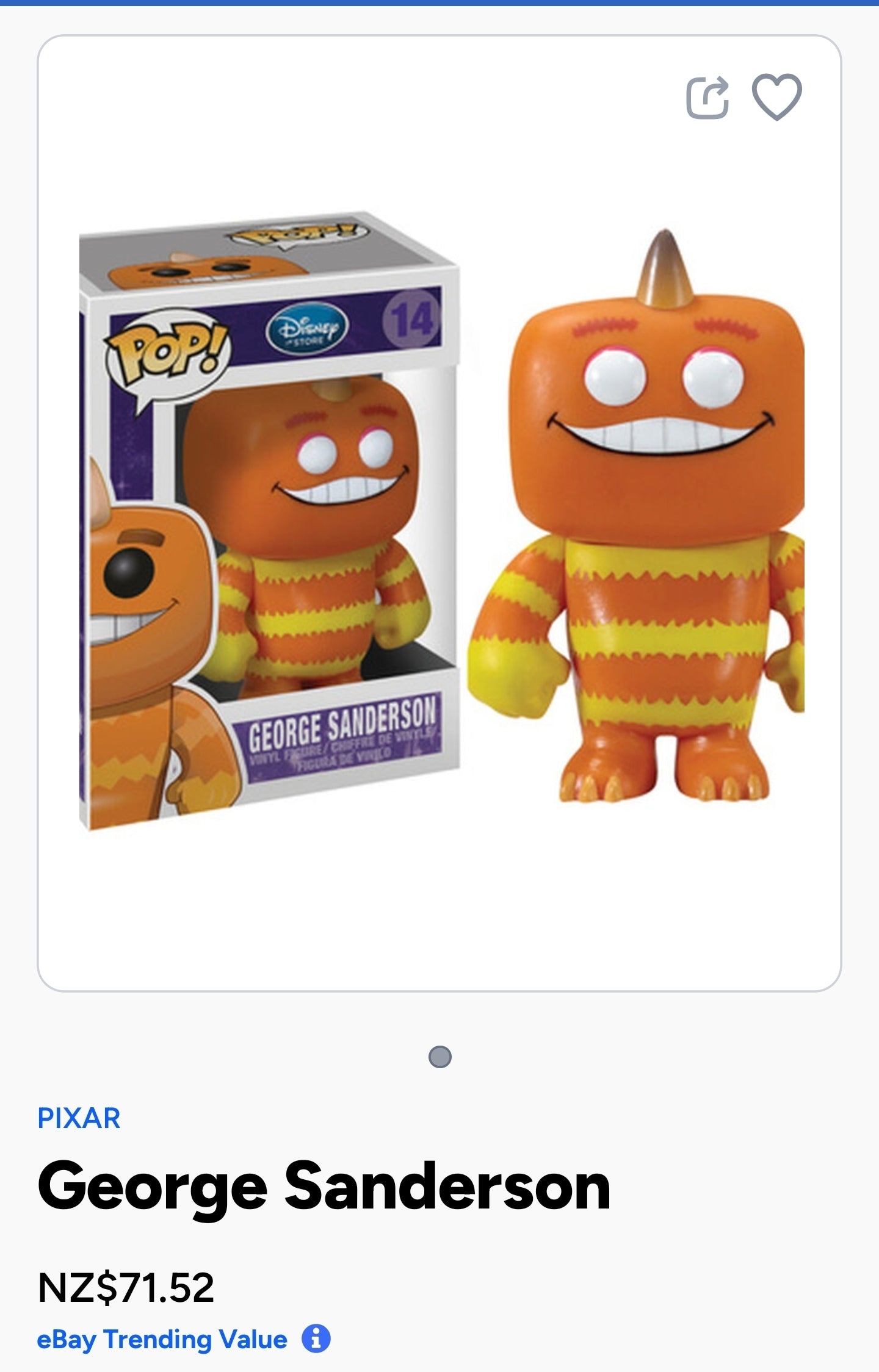 Funko Pop! Disney George Sanderson #14 Vinyl Figure from the movie Monsters, Inc..