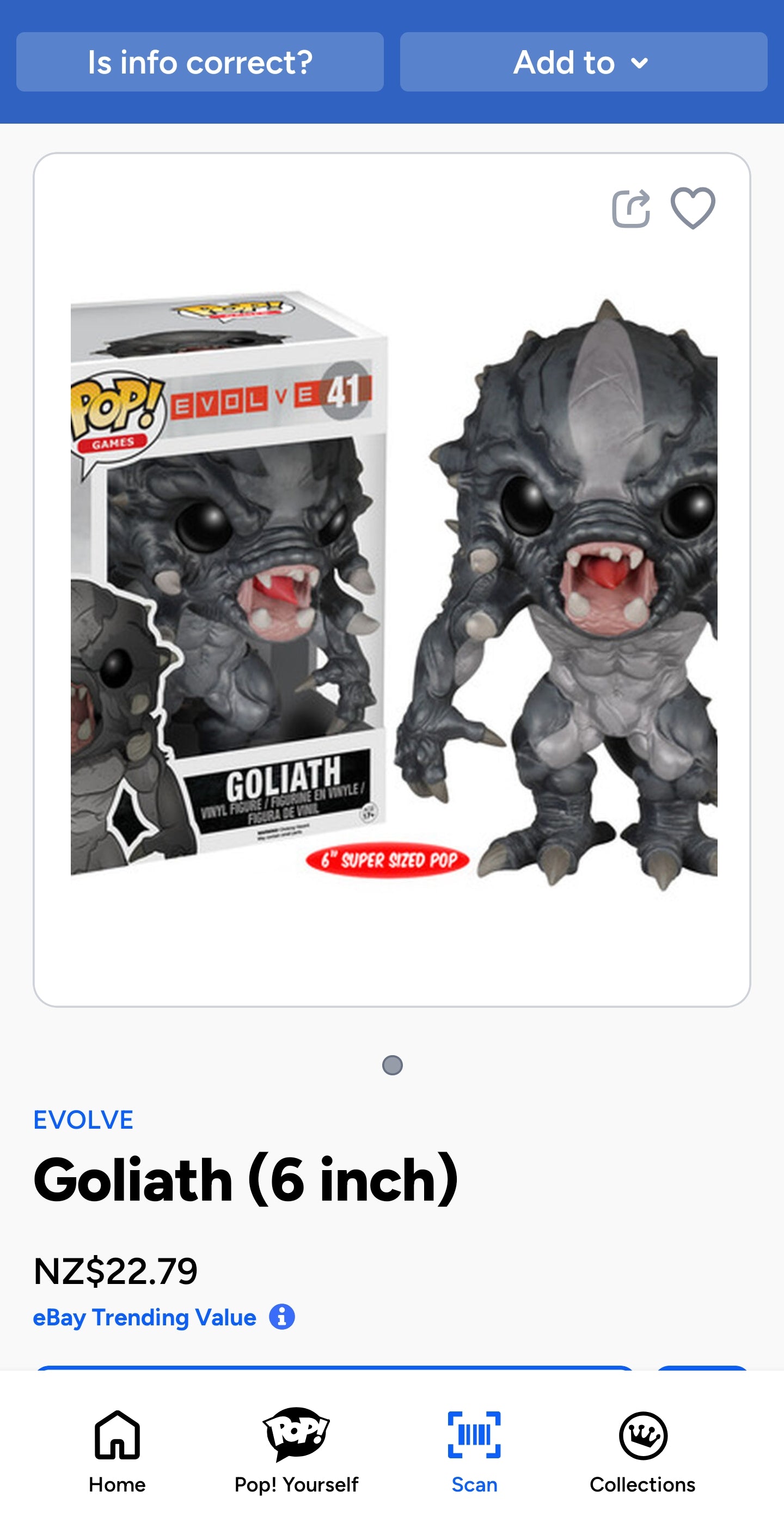 Funko Pop! Games: Evolve Goliath 6" Vinyl Figure, specifically the Glow-in-the-Dark Hot Topic Exclusive version, number 41 in the Pop! Games series.