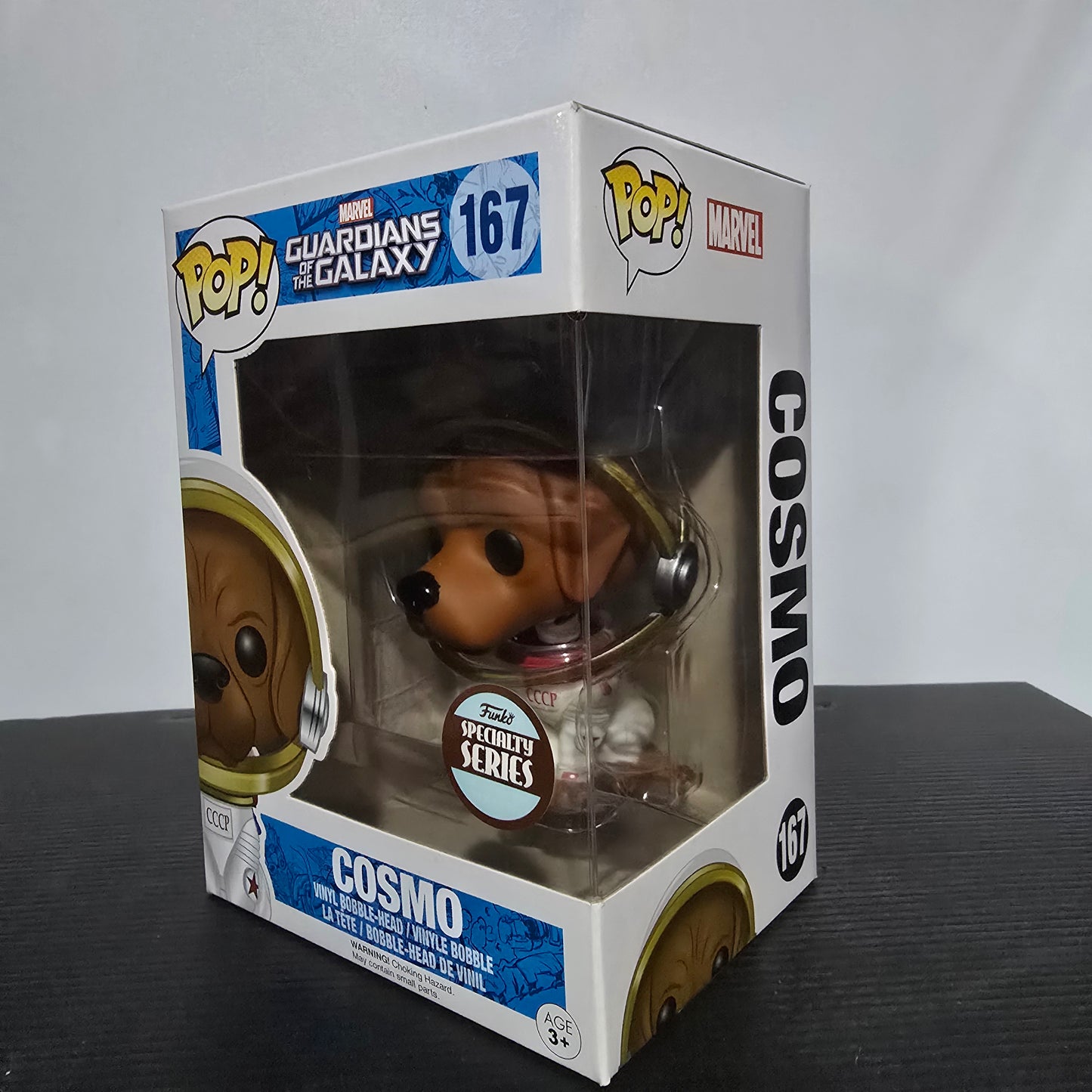 Funko Pop! vinyl figure of Cosmo the Space Dog from Marvel's Guardians of the Galaxy, specifically from the Specialty Series and numbered 167.