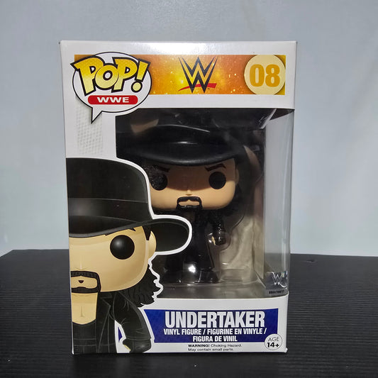 Funko Pop! Vinyl figure of The Undertaker from WWE, specifically number 08 in the WWE Pop! series.