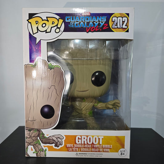 Funko Pop! vinyl bobble-head figure of Groot from Marvel's Guardians of the Galaxy Vol. 2.