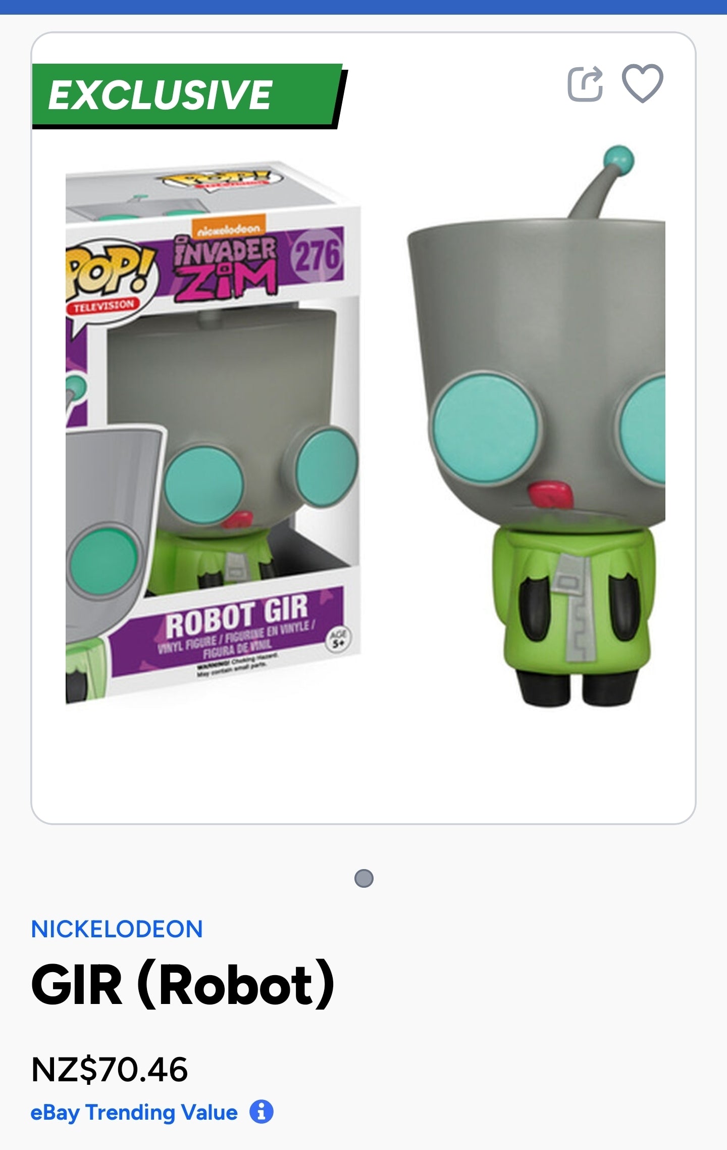 Funko Pop! Television #276 Invader Zim Robot Gir vinyl figure.