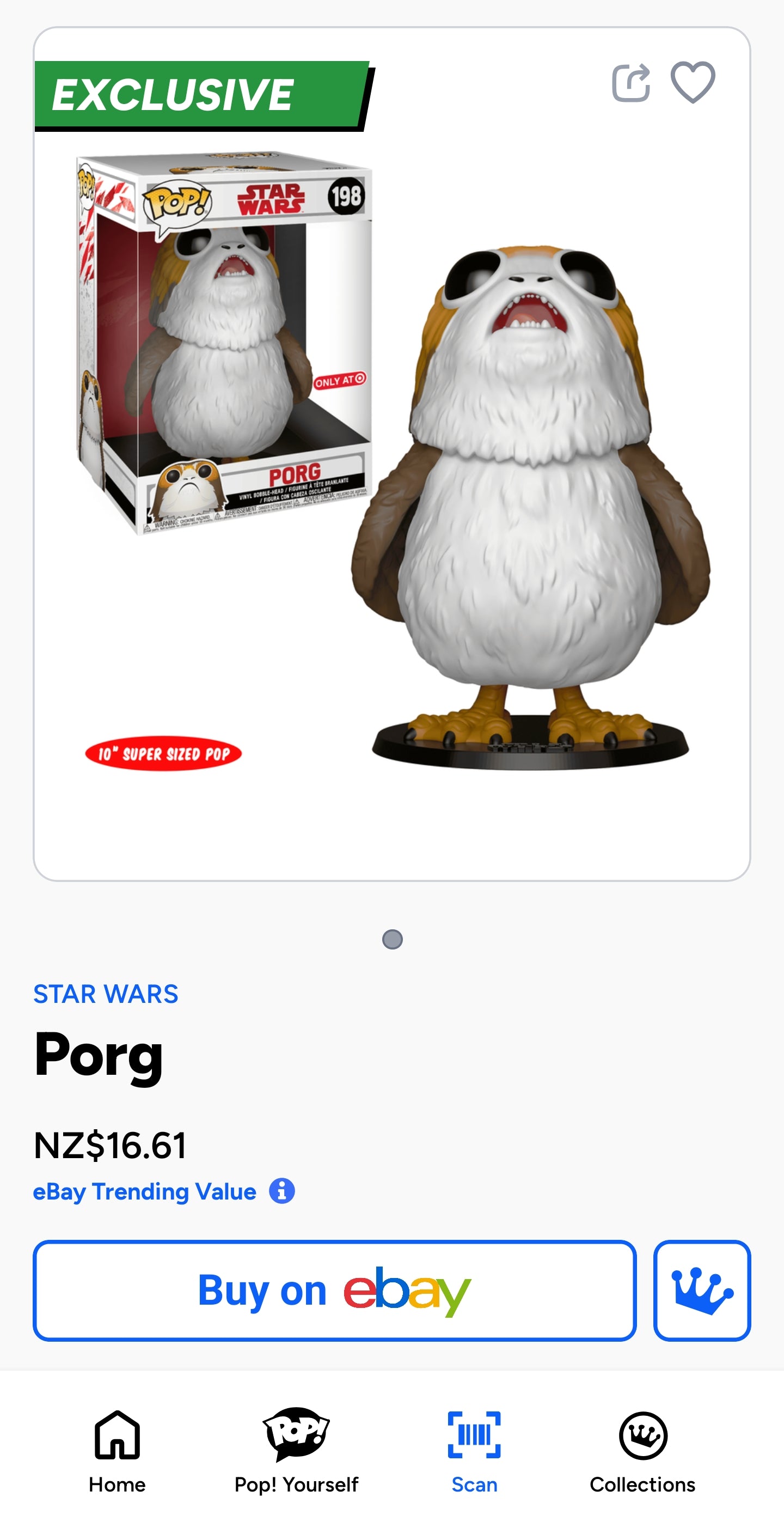 Funko Pop! Star Wars Porg 10-inch Figure #198.