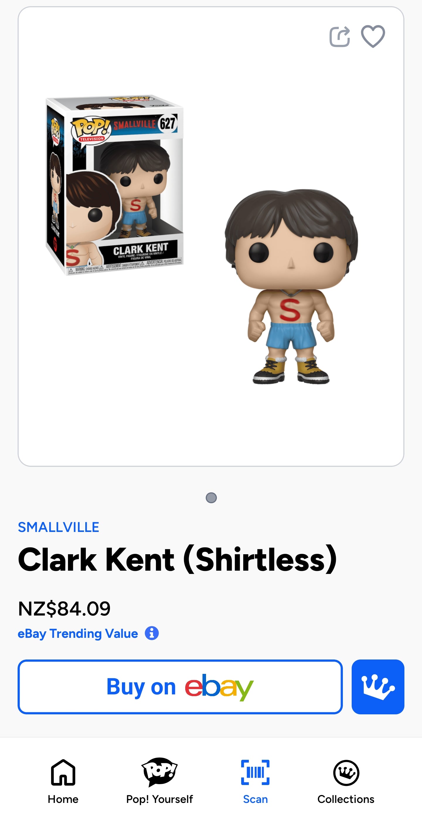 Funko Pop! Television vinyl figure of Clark Kent (Shirtless) from the TV show Smallville, specifically number 627 in the Pop! Television line