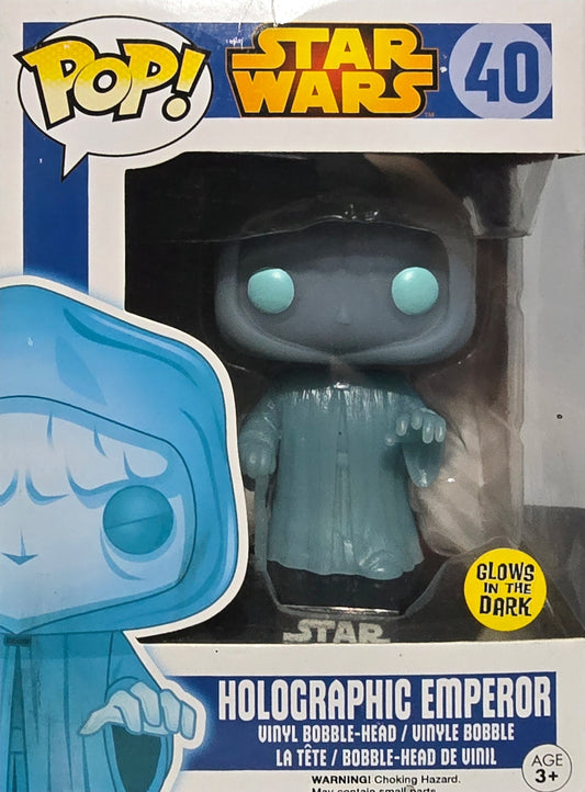 Funko Pop! Star Wars Holographic Emperor Palpatine Glow in the Dark (GITD) #40 vinyl figure.