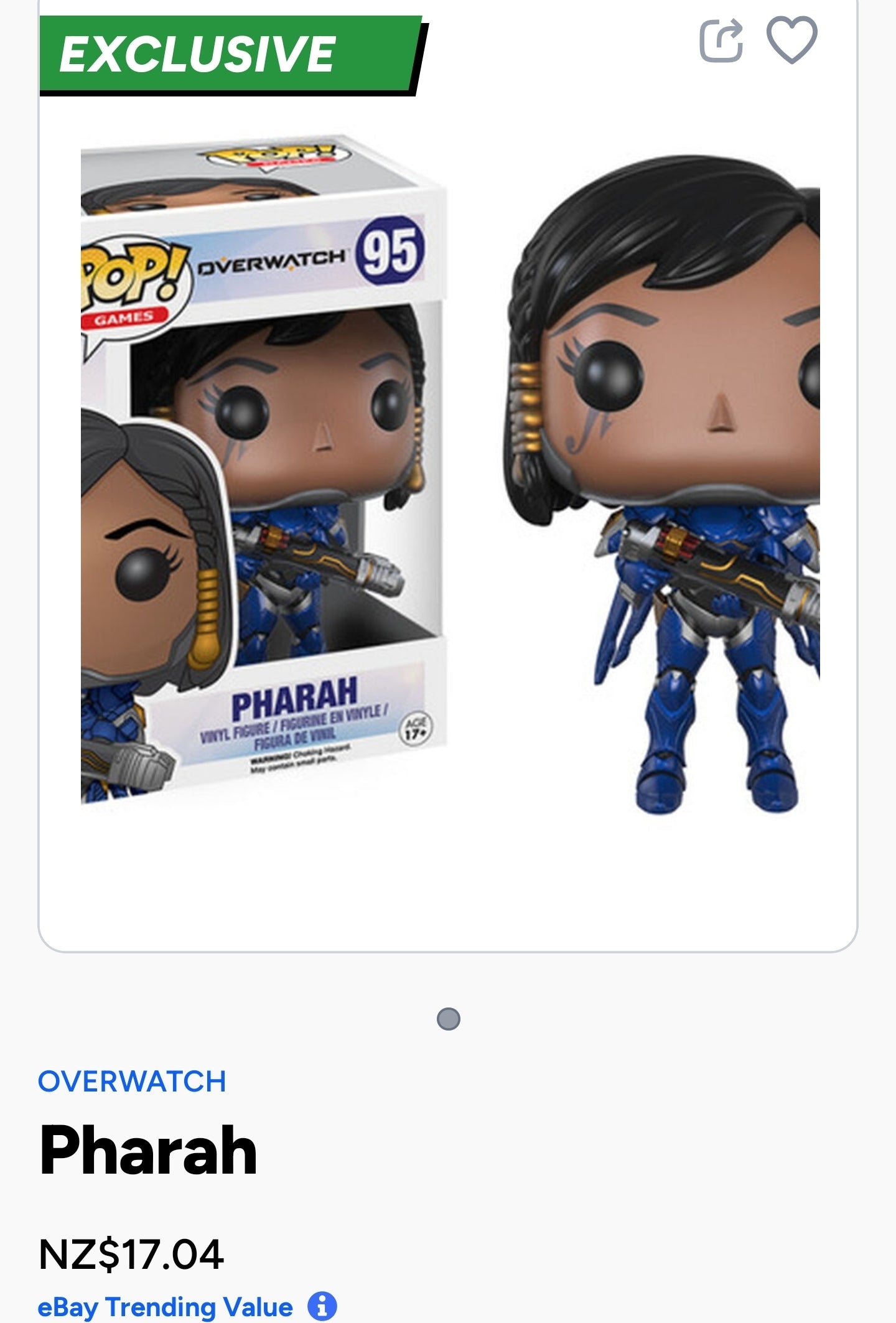 Funko Pop! Games Overwatch Pharah #95 Blizzard Exclusive vinyl figure.