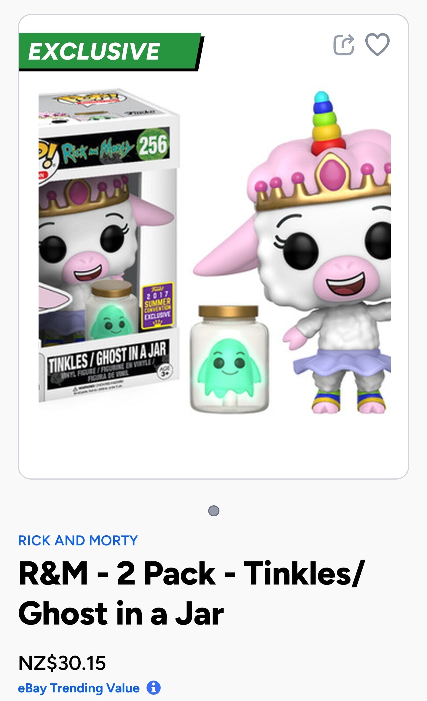 Funko Pop! vinyl figure featuring Tinkles / Ghost in a Jar from the animated series Rick and Morty.