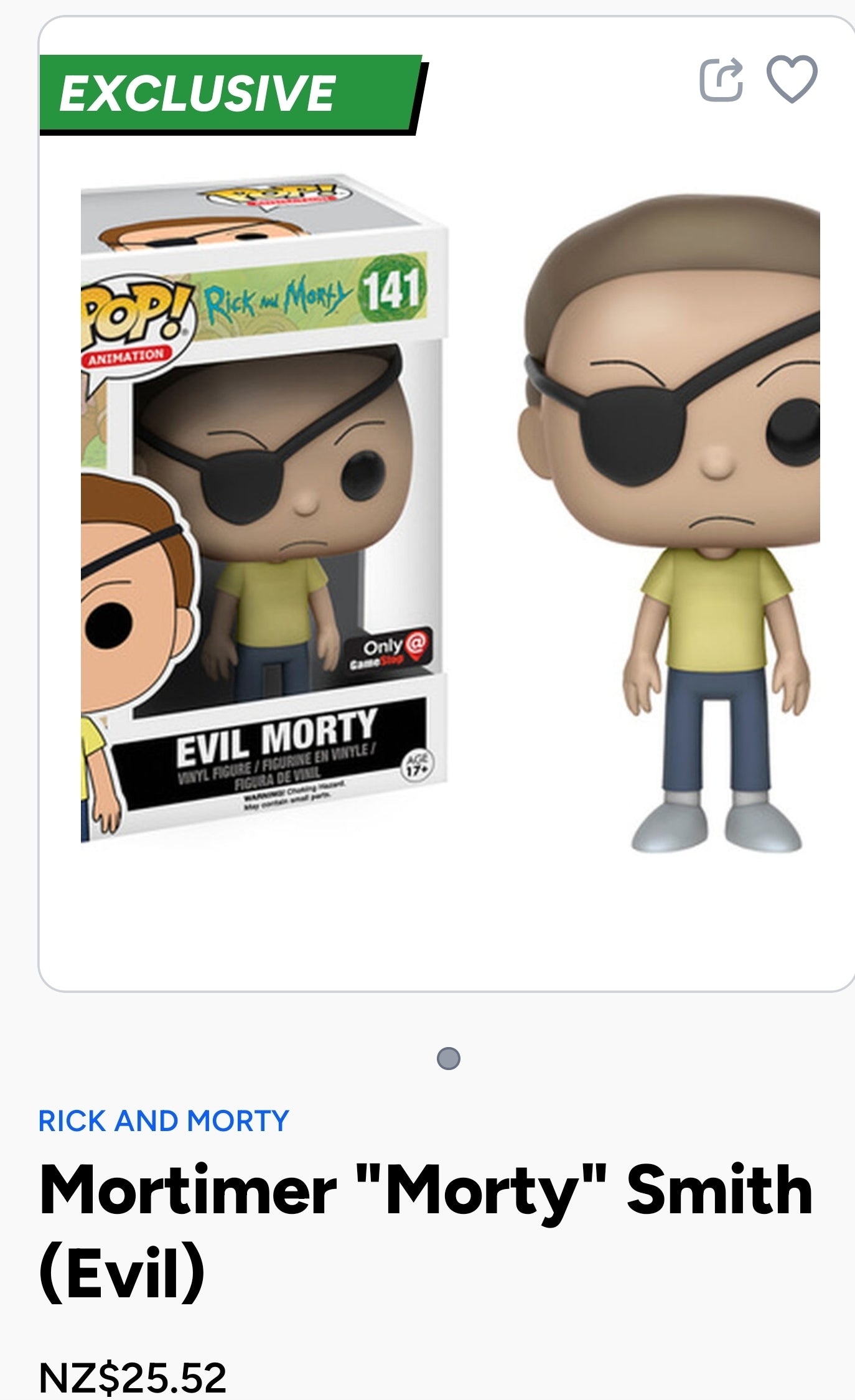 Funko Pop! Animation: Rick & Morty - Evil Morty vinyl figure, specifically number 141 in the series.