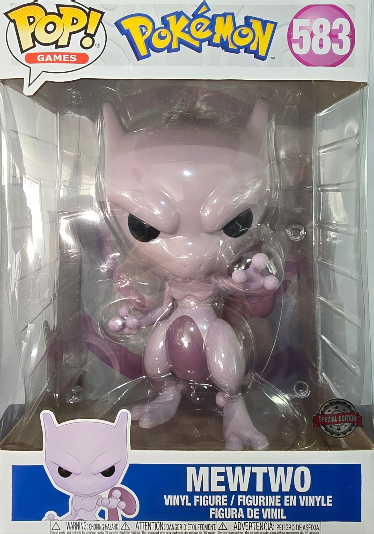 Funko Pop! Games: Pokémon - Mewtwo 10" Exclusive Pop! Vinyl Figure, number 583 in the series.