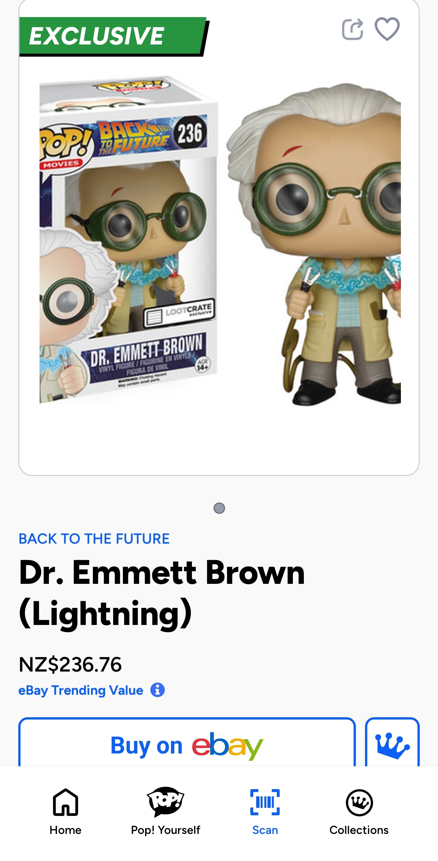 Funko POP! Movies - Back to the Future - Dr Emmett Brown - #236 - Loot Crate-NEW