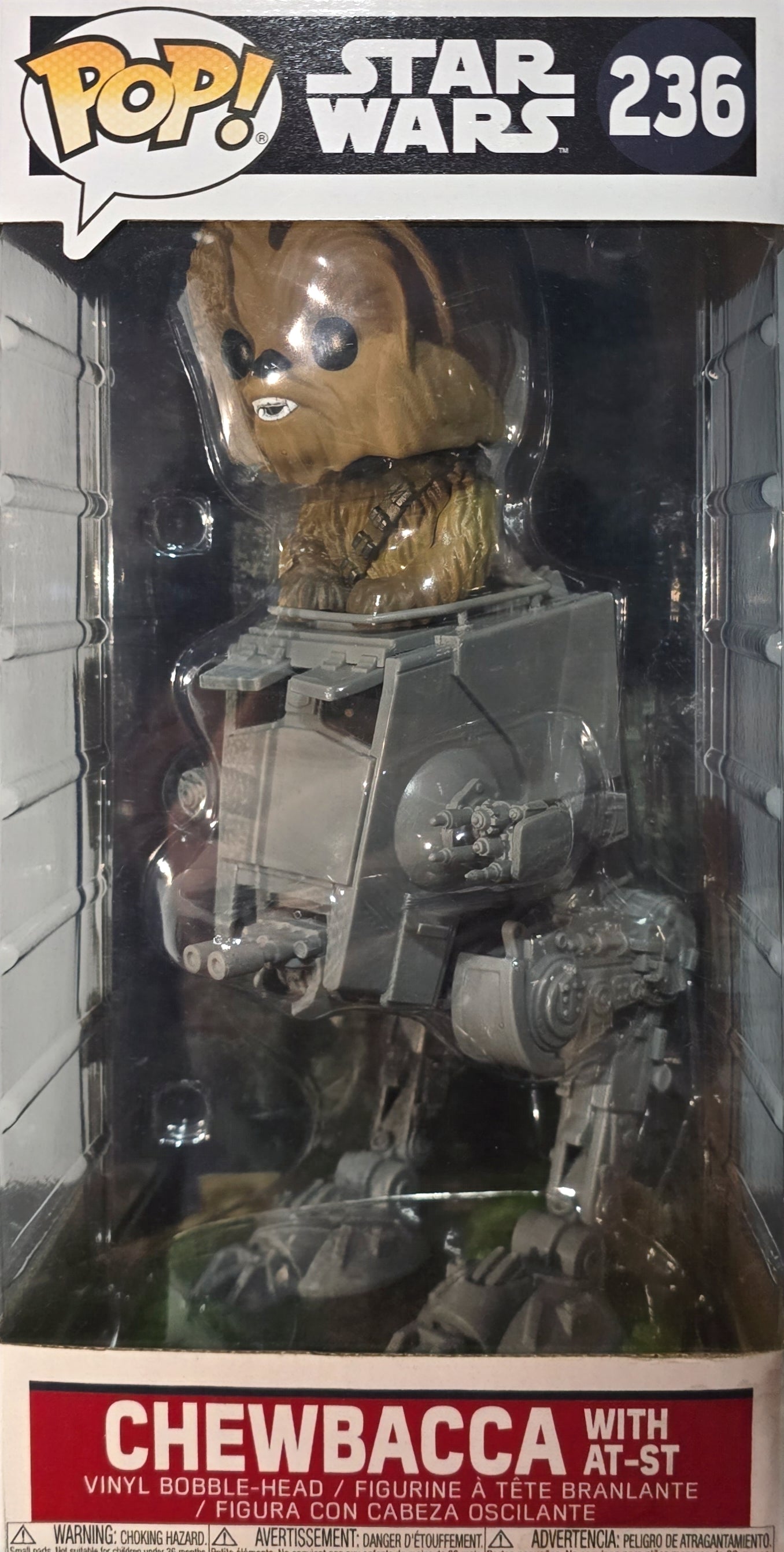 Funko Pop! Deluxe: Star Wars - Chewbacca in AT-ST Collectible Toy, specifically numbered #236 in the Star Wars line.