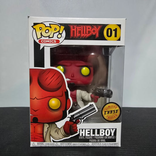 Funko Pop! Vinyl figure of Hellboy (w/Jacket) #01, specifically the limited "Chase Edition" variant.