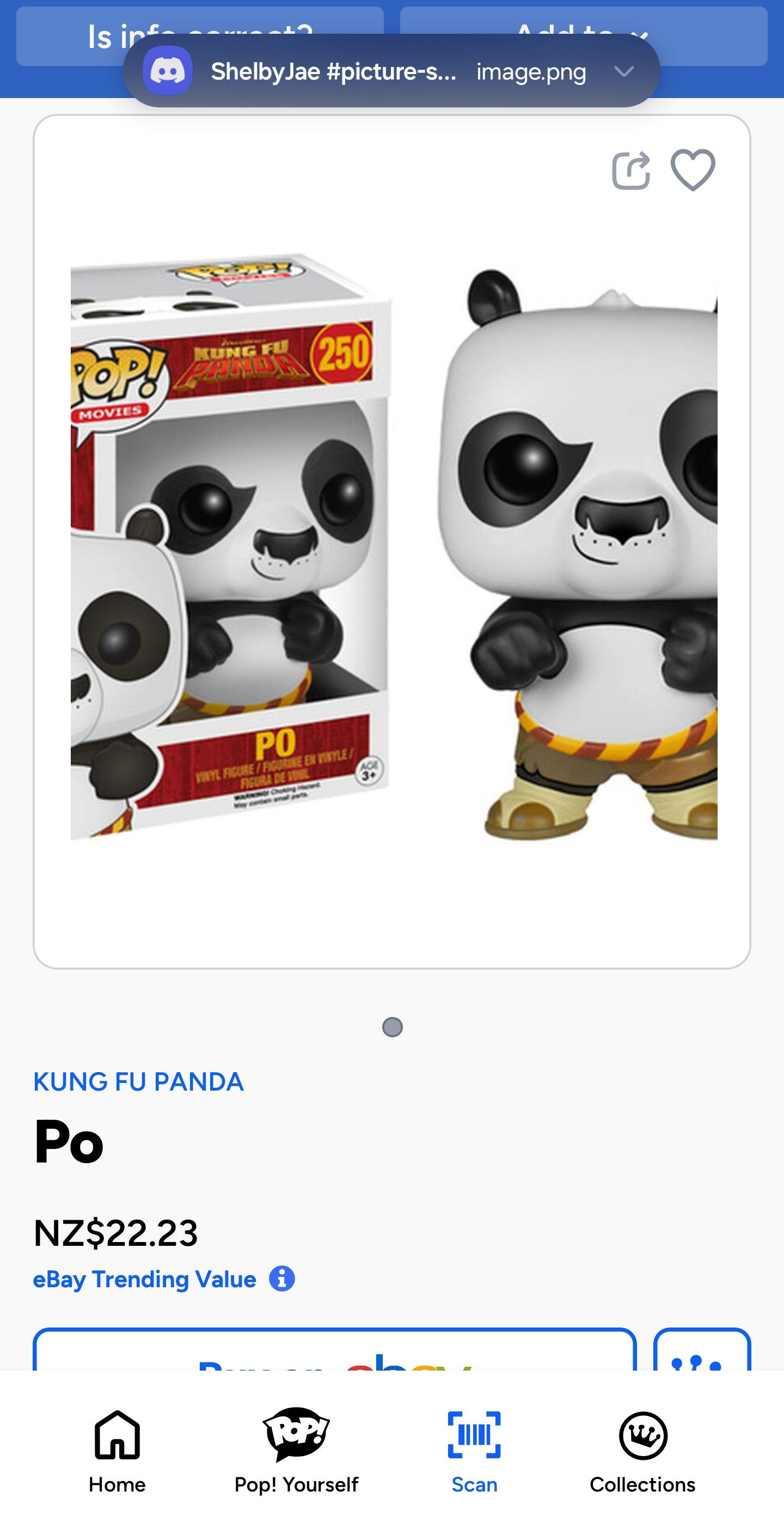 Funko Pop! Movies Kung Fu Panda Po #250 vinyl figure.