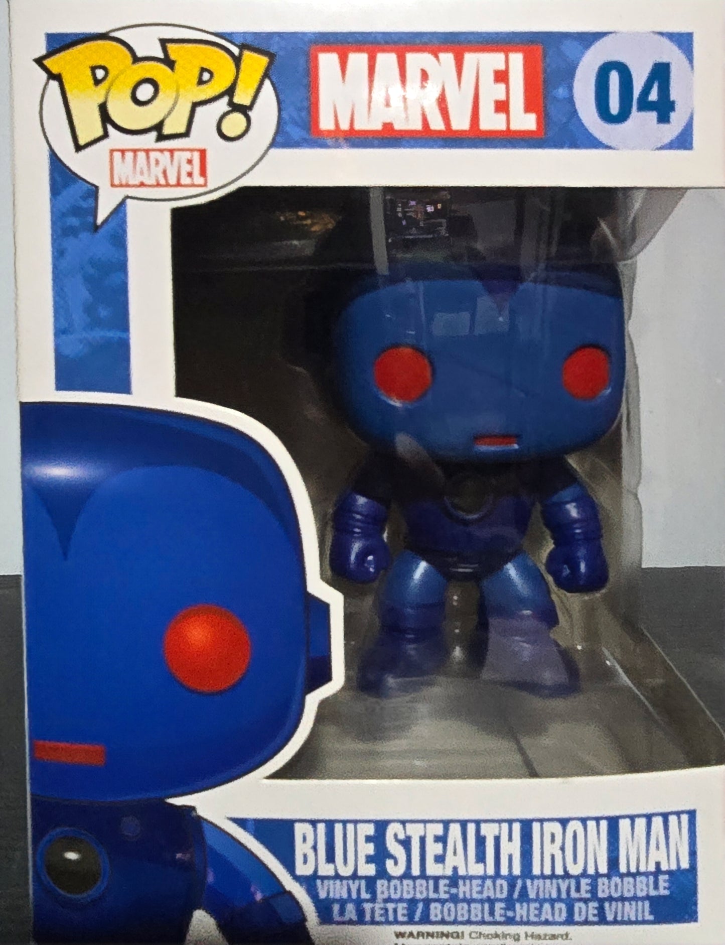 Funko Pop! Marvel Blue Stealth Iron Man #04 vinyl figure.