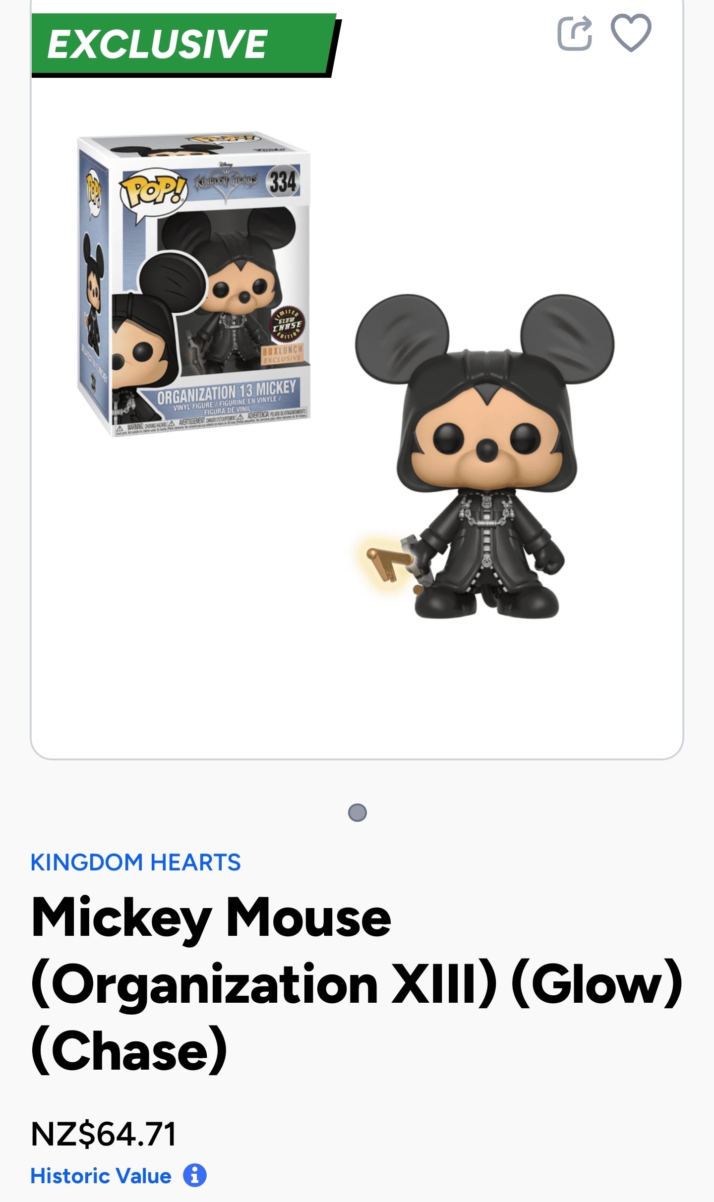 Funko Pop! vinyl figure of Organization 13 Mickey from the Kingdom Hearts video game series.
