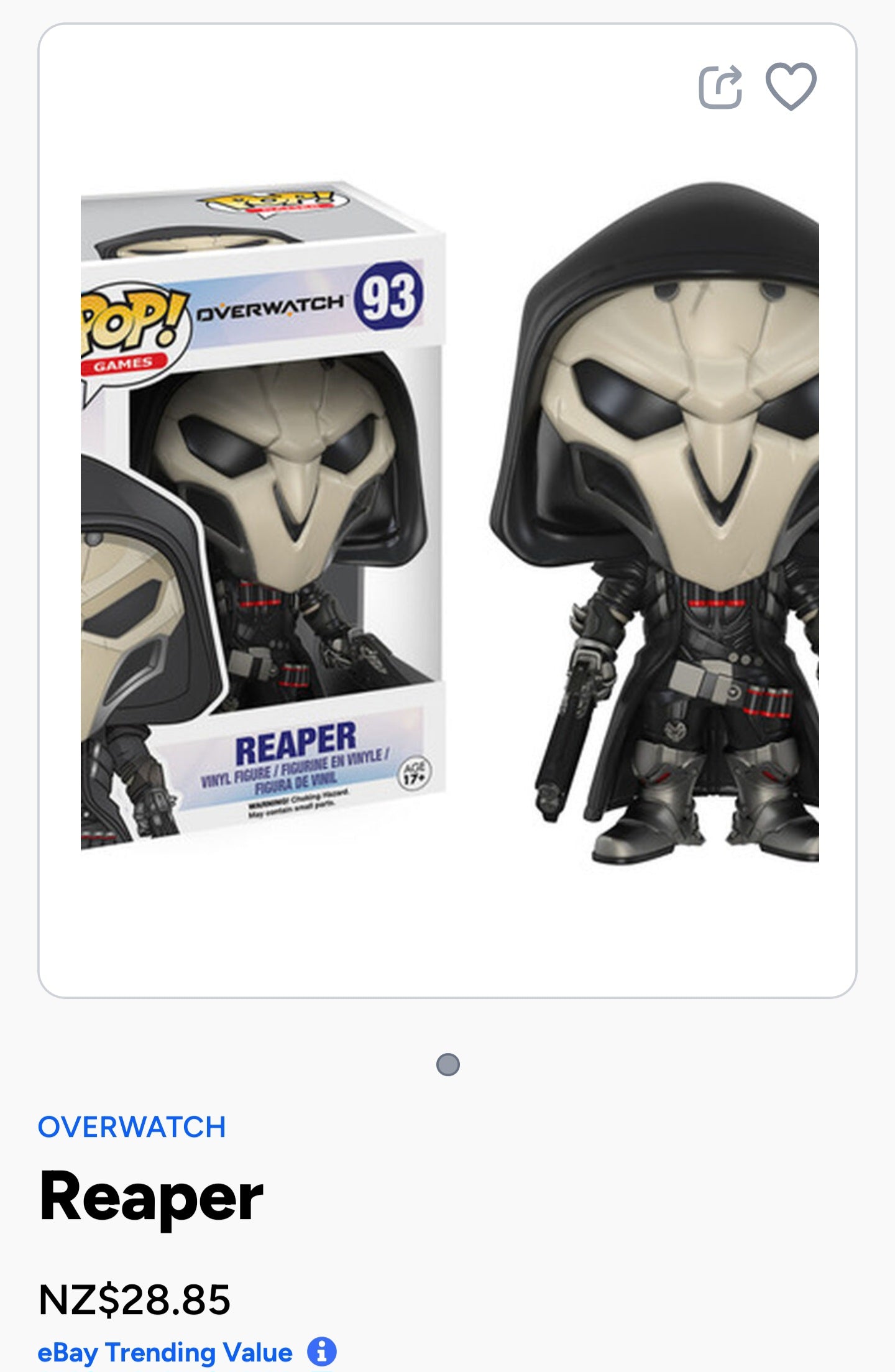 Funko Pop! Games: Overwatch Reaper #93 collectible vinyl figure.