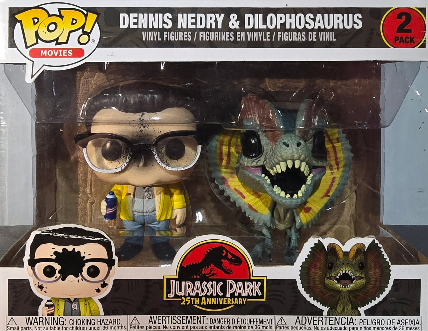 Funko Pop! Movies Jurassic Park 25th Anniversary Dennis Nedry & Dilophosaurus 2-Pack.
