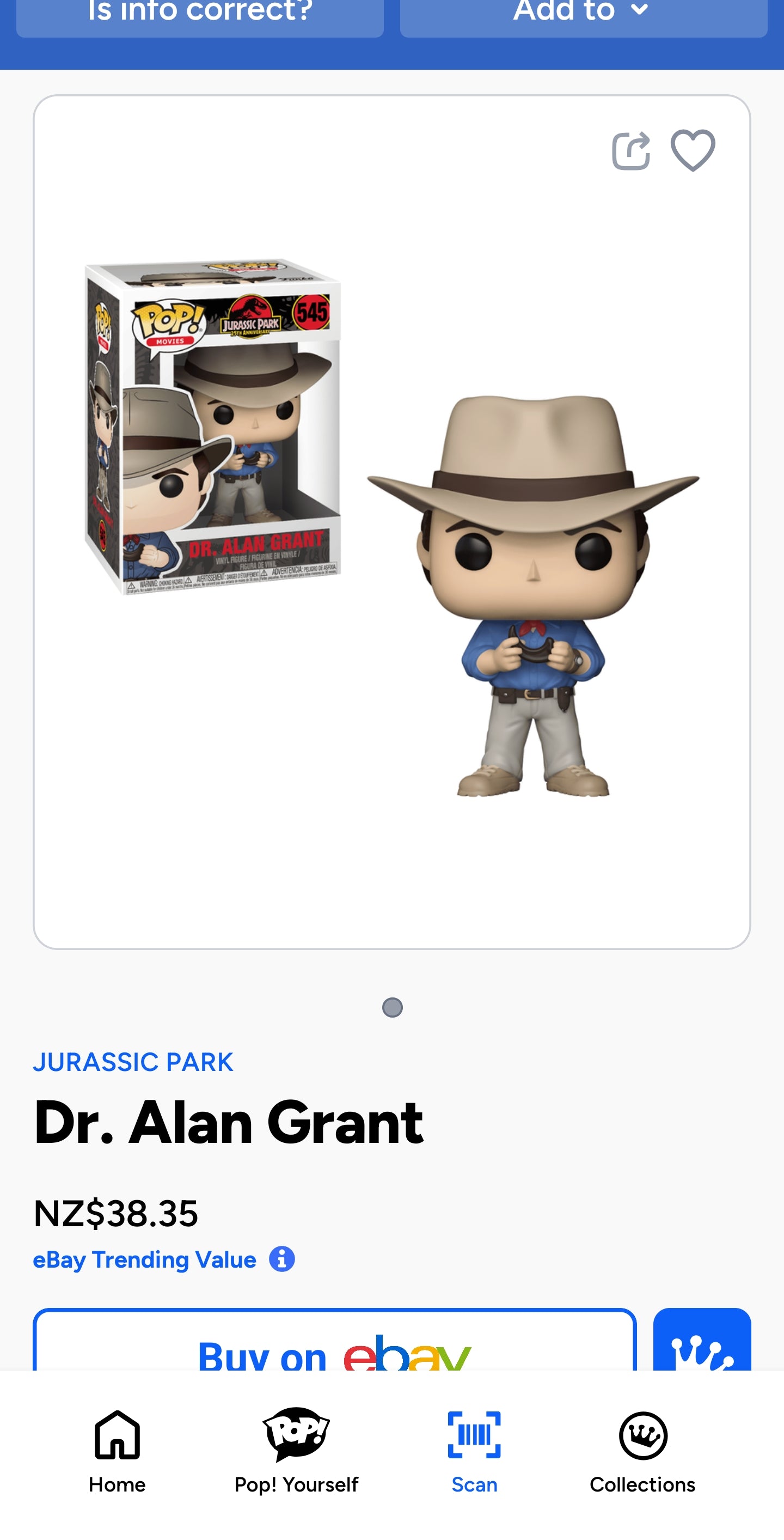 Funko Pop! Movies: Jurassic Park - Dr. Alan Grant #545 vinyl figure.