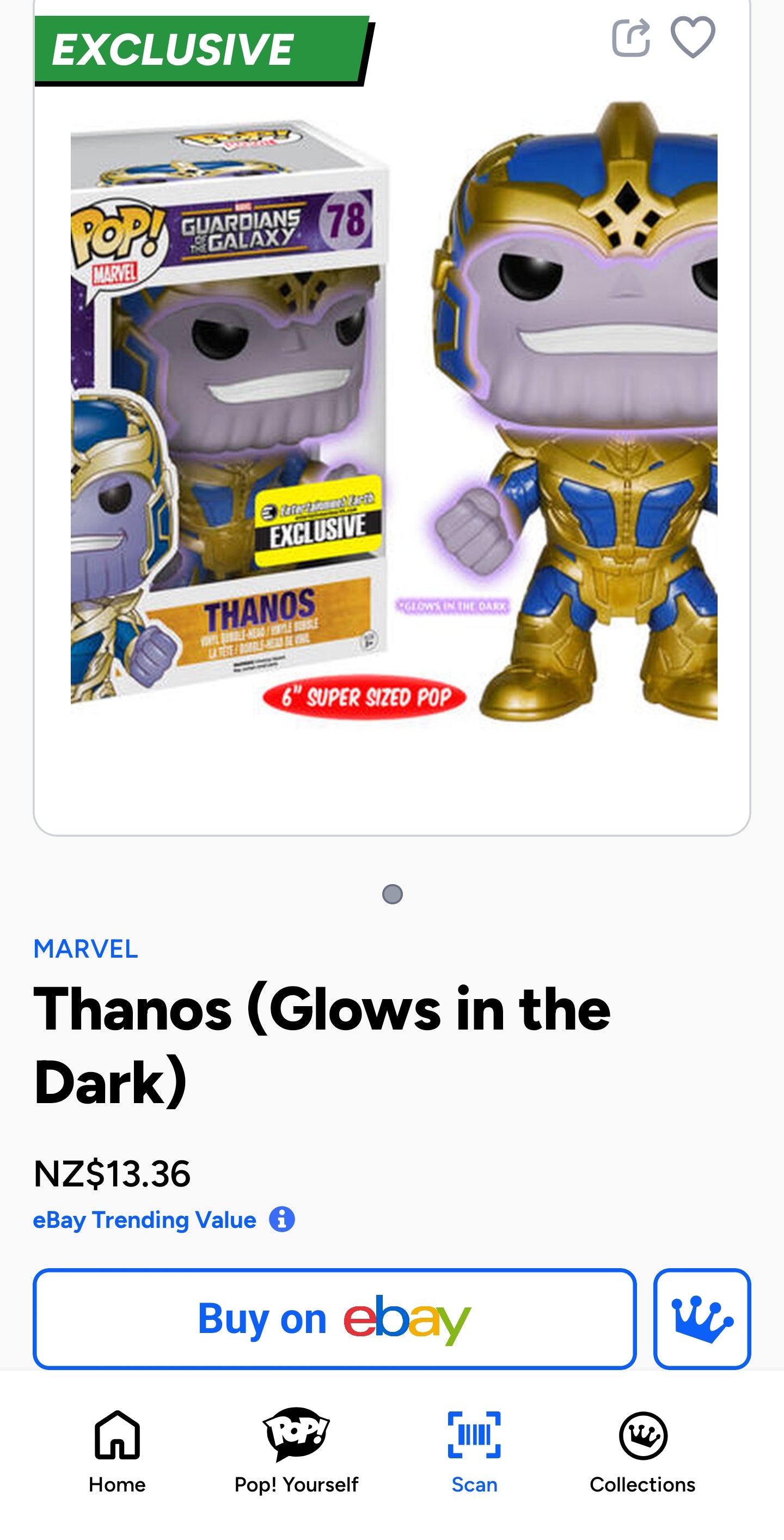 Funko Pop! Marvel Guardians of the Galaxy Thanos #78 vinyl bobble-head figure.