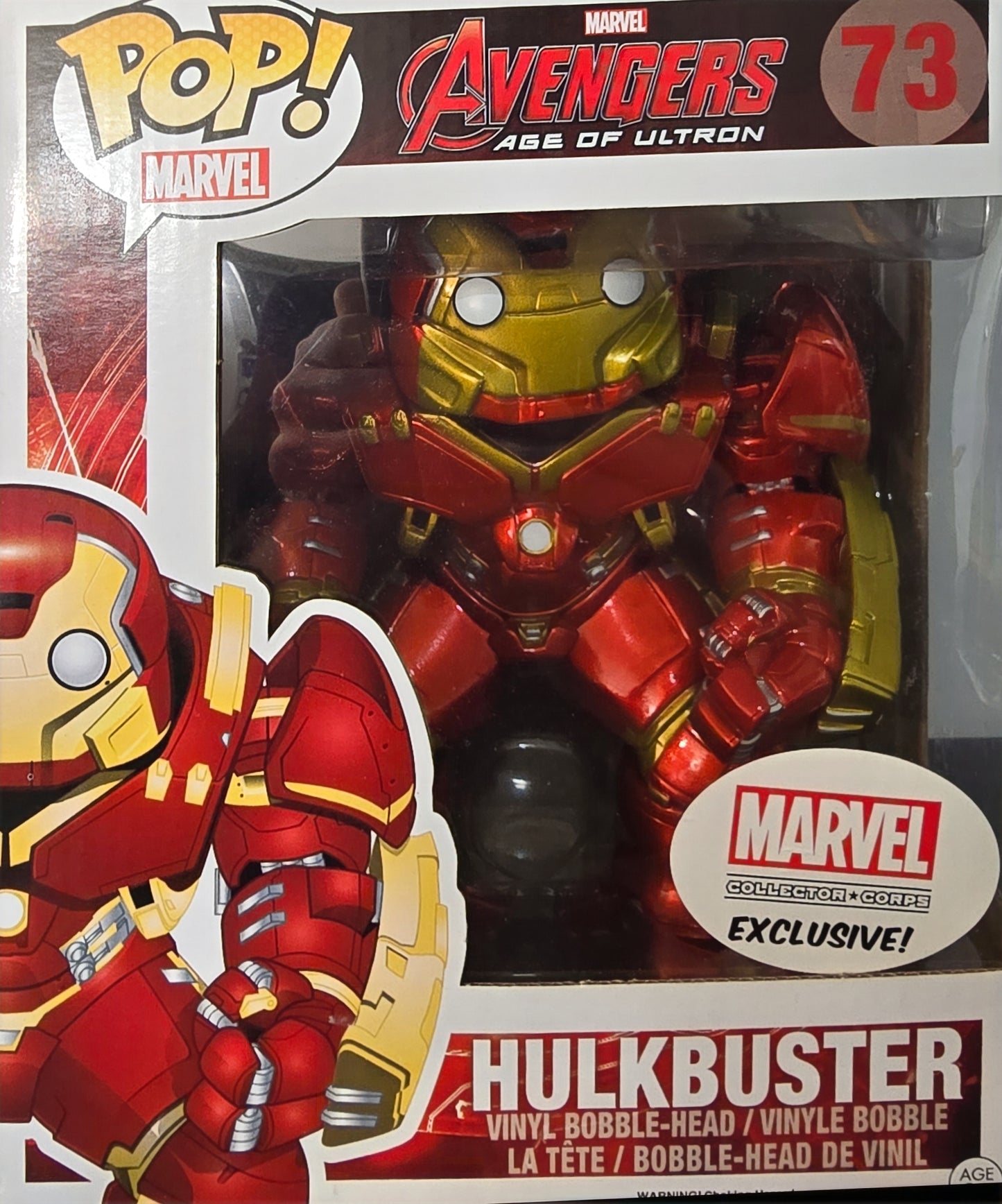 Funko Pop! Marvel Avengers Age of Ultron #73 Hulkbuster vinyl bobble-head figure.