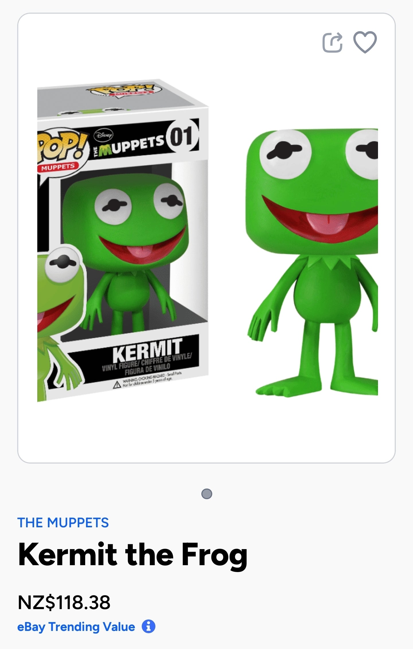 Funko Pop! vinyl figure of Kermit the Frog from Disney's "Muppets Most Wanted".