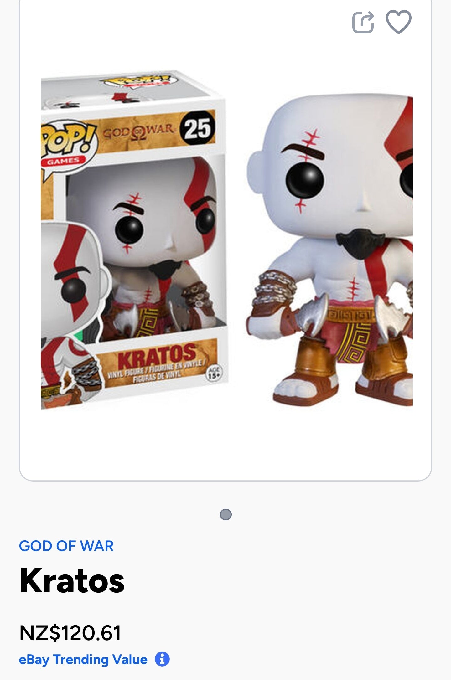 Funko Pop! Vinyl figure of Kratos from the God of War video game series, specifically the #25 figure.